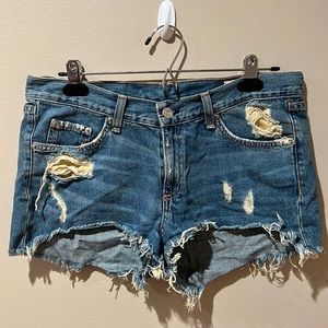 Rag and Bone Denim Ripped Shorts with Frayed Hem